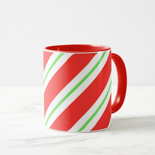 Caneca Bastão dos Caneca-Doces do Natal listrado (Frente Esquerda)