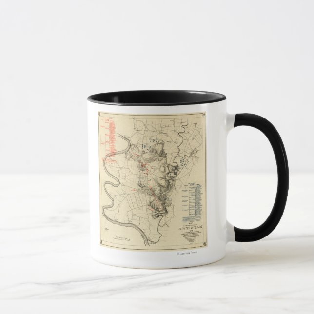 Caneca Batalha de Antietam - Mapa Panorâmico da Guerra Ci (Direita)