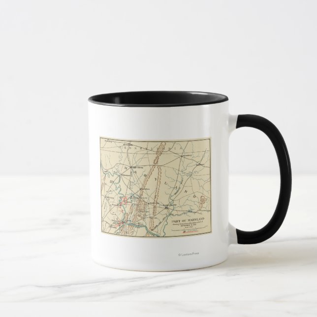 Caneca Batalha de Antietam - Mapa Panorâmico da Guerra Ci (Direita)