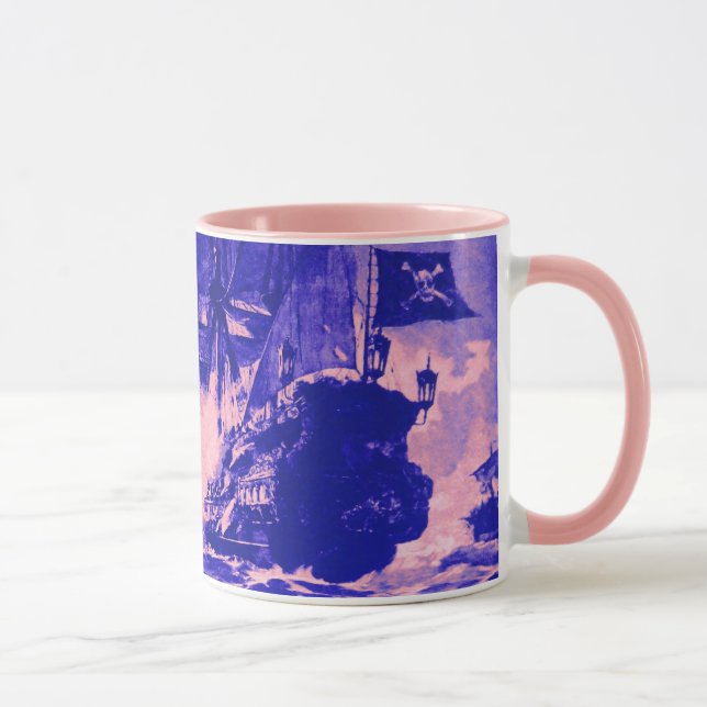 Caneca BATALHA DE NAVIO PIRATA / azul roxo (Direita)