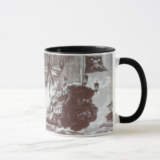 CANECA BATALHA DE NAVIO PIRATA EM PRETO