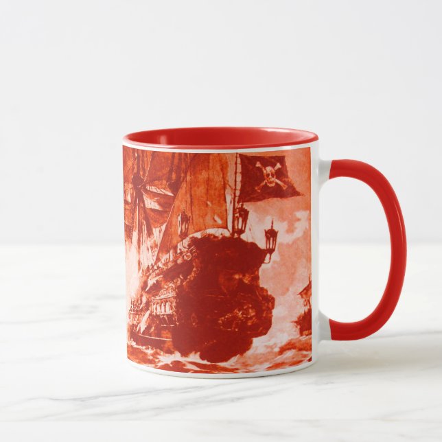CANECA BATALHA DE NAVIO PIRATA EM VERMELHO  (Direita)