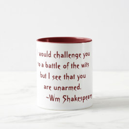Caneca Batalha de Wits Shakespeare Citação Vermelha e Bra