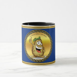 Caneca Batata personagem de desenho animado com cabelo ve