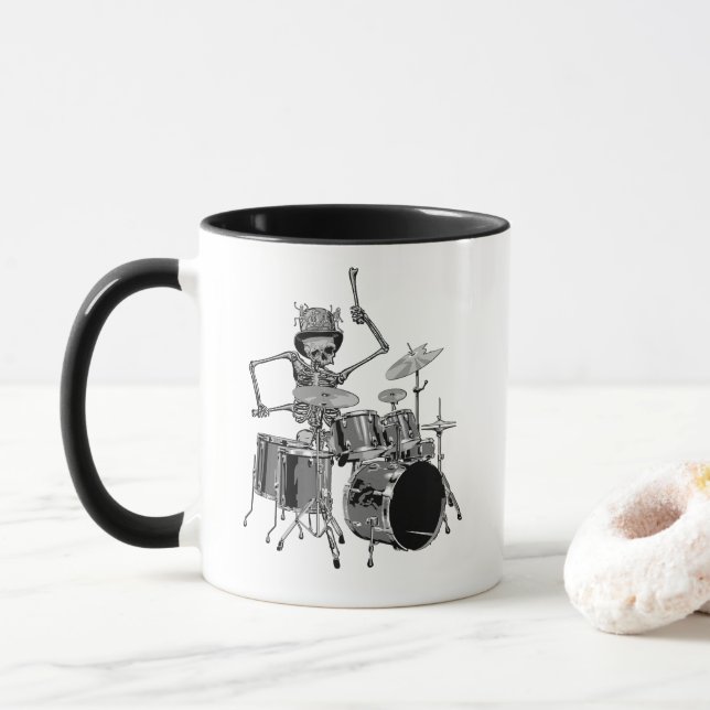 Caneca Baterista da Banda de Esqueleto (Com Donut)