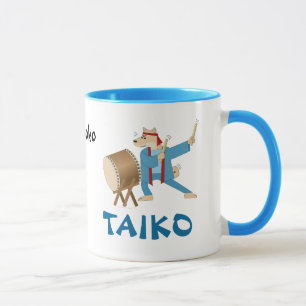 Caneca Baterista de Taiko do cão dos desenhos animados d