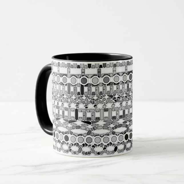 Caneca Batik Tribal - tons de cinza (Frente Esquerda)