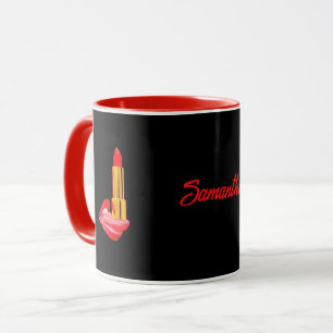 Caneca Batom Vermelho no Preto da Língua com Nome Persona