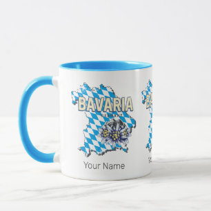 Caneca Baviera com Mapa Antigo e Desenho de Edelweiss