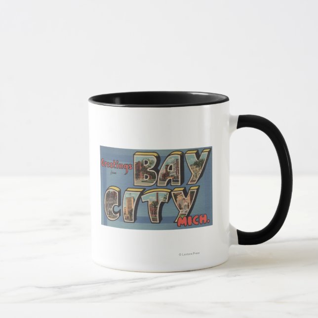 Caneca Bay City, Michigan - Cenas com Letras Grandes (Direita)