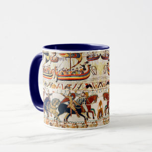 CANECA BAYEUX TAPESTRY NORMAN KNIGHTS, VIKING SHIPS, ARCH