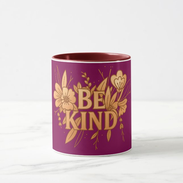 Caneca Be Kind | Gold Floral Inspirational Combo Mug (Centro)
