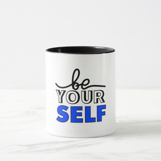 Caneca "Be Your Self" Inspirational Black and White Mug (Centro)