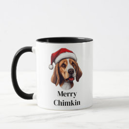 Caneca Beagle Chapéu de Papai Noel Natal Cachorro