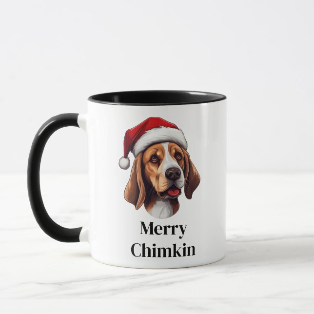 Caneca Beagle Chapéu de Papai Noel Natal Cachorro (Esquerda)