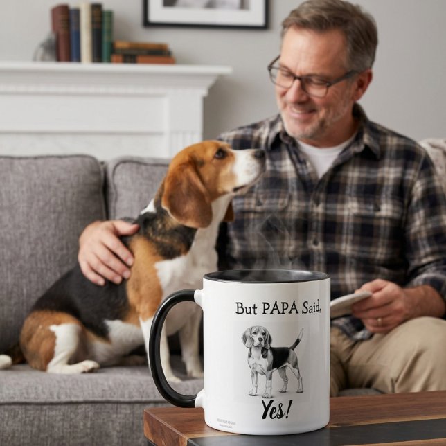 Caneca Beagle Fofo Tipografia Preto e Branco Personalizar (Criador carregado)