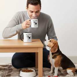 Caneca Beagle Preto no Branco e Café PERSONALIZAR
