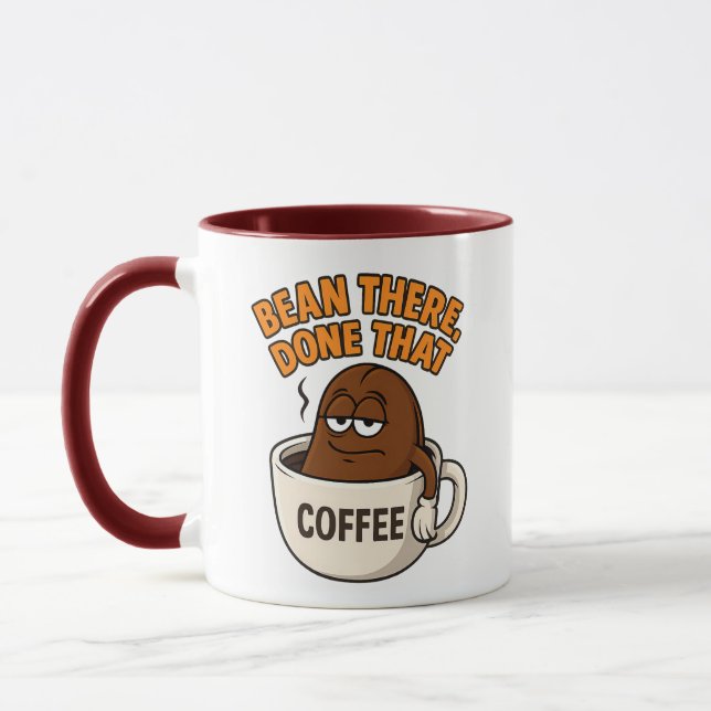 Caneca Bean Lá, Feito Isso, Design De Café Engraçado (Esquerda)