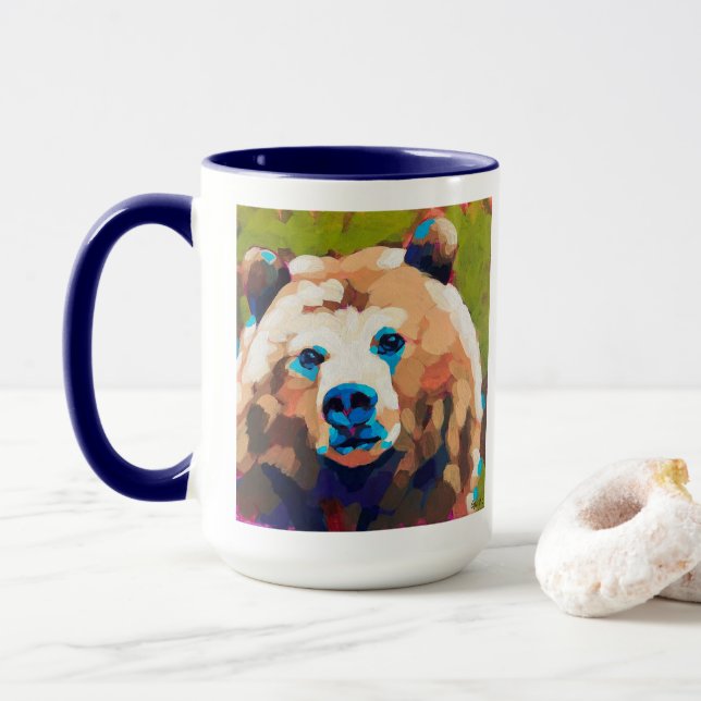 Caneca Bear Painting - Gift for Animal Lovers (Com Donut)