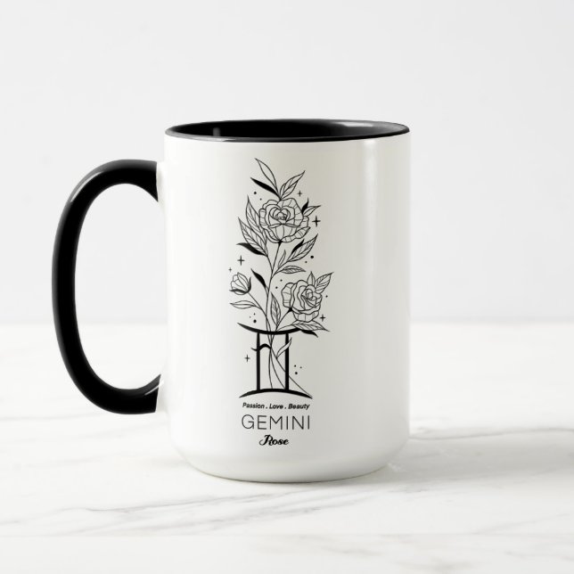 Caneca Beautiful Birth Month Flower/Zodiac Sign/Gemini (Esquerda)