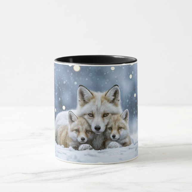 Caneca Beautiful Foxes in Snow Coffee Cup or Mug (Centro)