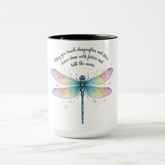Caneca Beautiful Inspirational Dragonfly Quote (Centro)