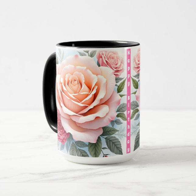 Caneca Beautiful Pink Roses Luxury Modern Collection (Frente Esquerda)