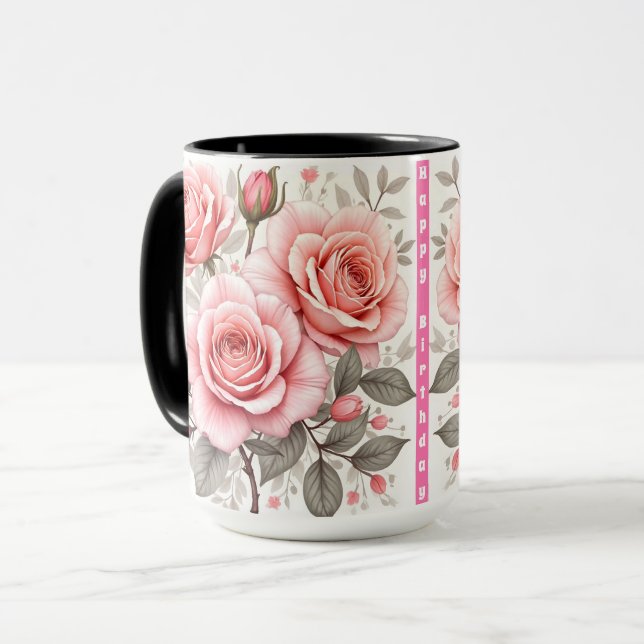 Caneca Beautiful Pink Roses Luxury Popular Collection (Frente Esquerda)