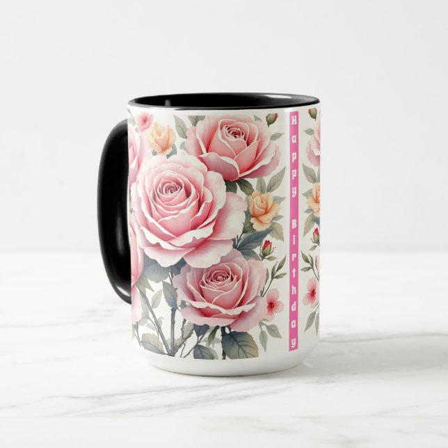 Caneca Beautiful Pink Roses Luxury Trendy Collection (Frente Esquerda)
