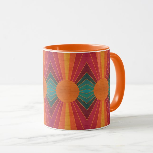 Caneca Beautiful Sunny Sun Rays Southwestern Folk Art (Frente Esquerda)