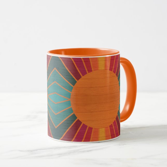 Caneca Beautiful Sunny Sun Rays Southwestern Folk Art (Frente Esquerda)