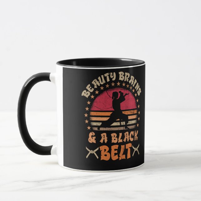 Caneca Beauty Brains And A Black Belt Karate Girl (Esquerda)