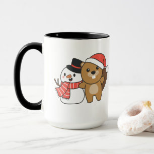 Caneca Beaver Com Neve No Inverno No Natal