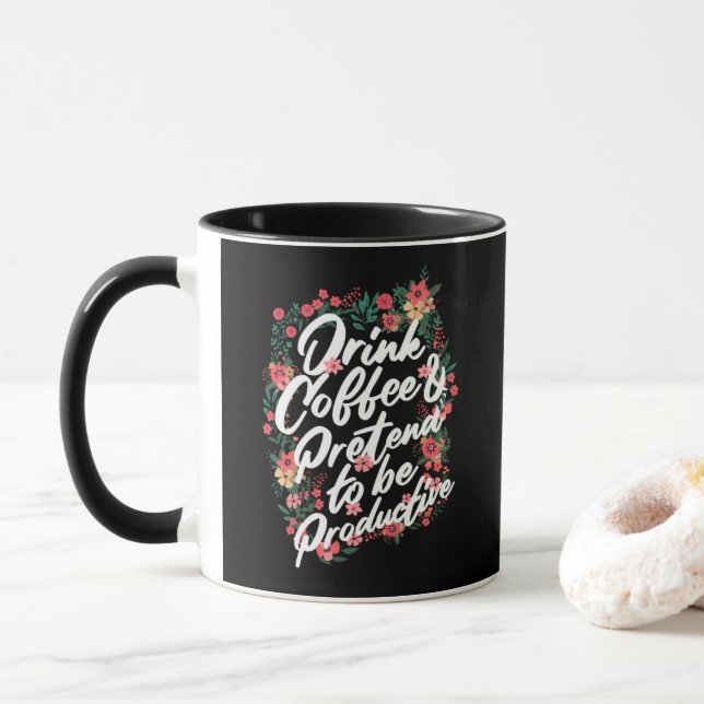 Caneca "Beba café e prefira ser produtivo" Nome (Com Donut)