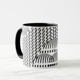 Caneca Beba para cima, preto e branco, ondulado