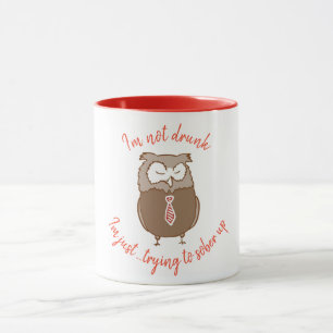 Caneca Bebado engraçado coruja bonitinha humor de bebendo