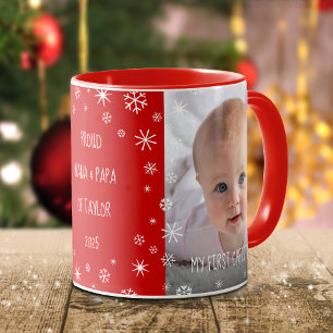 Caneca Bebê 1rua Natal Avós - Foto Personalizada Vermelho