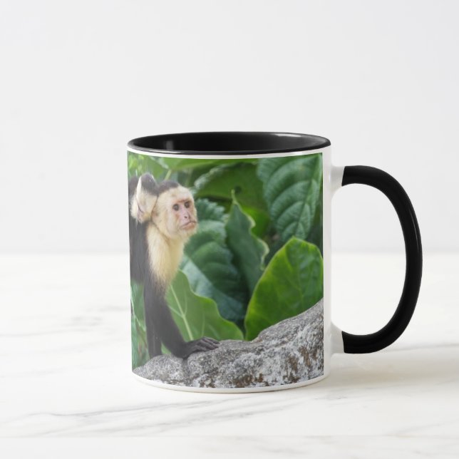 Caneca Bebê adulto do carregando do macaco do Capuchin em (Direita)
