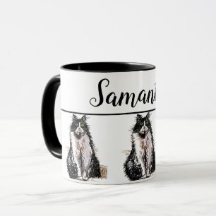 Caneca Bebê Black White Tuxedo cat Gatos Whimitart Mug