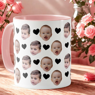Caneca Bebê Cinto Personalizado Face 2 Fotos Coração Pret