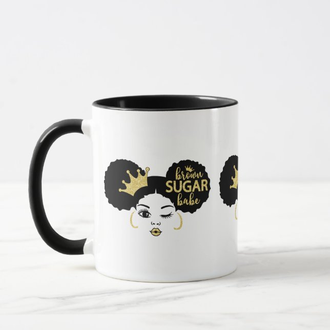 Caneca Bebê de açúcar castanho a preto e Dourado (Esquerda)