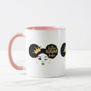 Caneca Bebê de açúcar castanho a preto e Dourado
