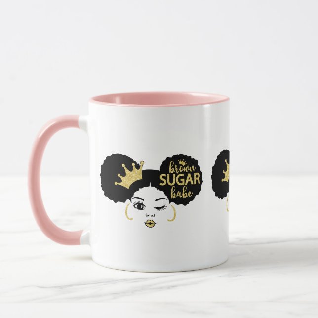 Caneca Bebê de açúcar castanho a preto e Dourado (Esquerda)