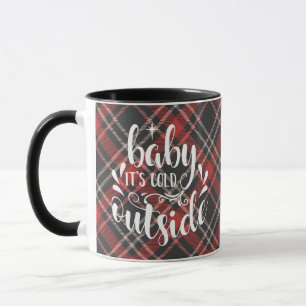 Caneca Bebê É Frio Fora Do Feriado De Tartan
