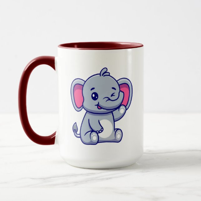 Caneca Bebê Elefante Fofo Sentado Cartoon-23800 (Esquerda)
