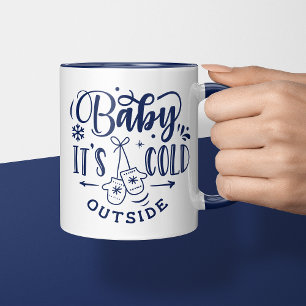 Caneca Bebê Está Frio Lá Fora Azul Marinho Férias De Nata