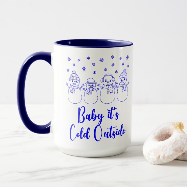 Caneca Bebê Está Frio Lá Fora Bonecos de Neve Nevando Nat (Com Donut)