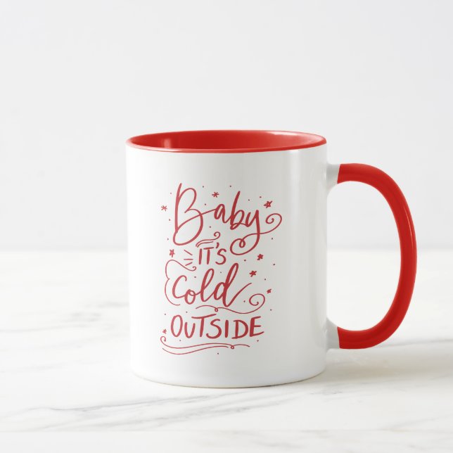 Caneca Bebê Está Frio Lá Fora | Script Red Holiday (Direita)