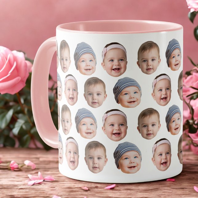 Caneca Bebê Rosto Bebê 3 Fotos Personalizada (Criador carregado)