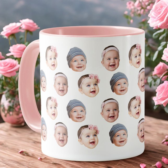 Caneca Bebê Rosto Personalizado 3 Fotos Bebê (Criador carregado)